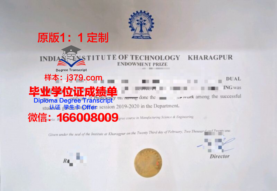 孟买印度理工学院毕业证书模板展示