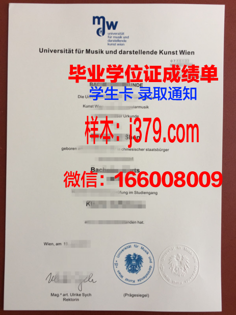 维也纳音乐及戏剧艺术学院毕业证书保护套