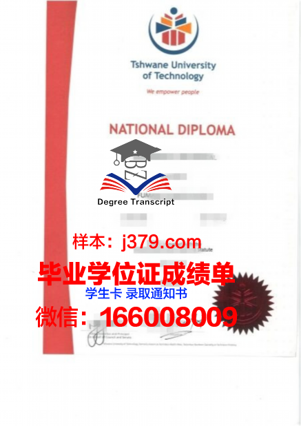 茨瓦尼科技大学毕业证书设计样本