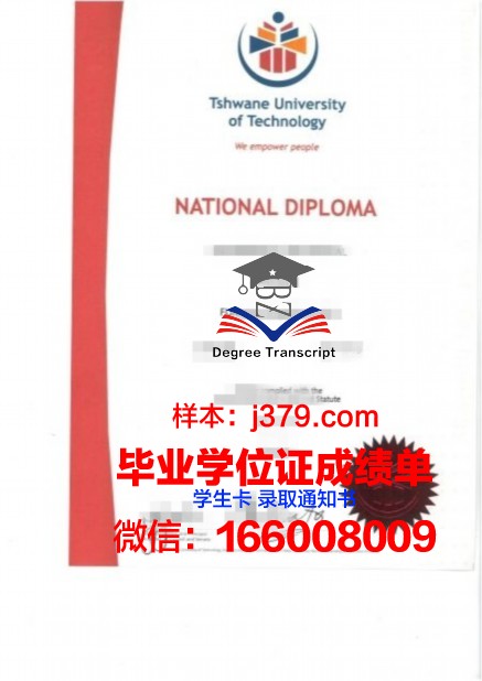 茨瓦尼科技大学毕业证书设计样本