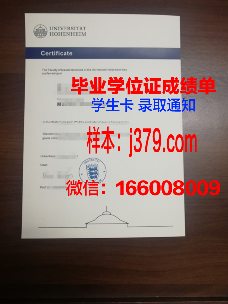 霍恩海姆大学硕士学位证明
