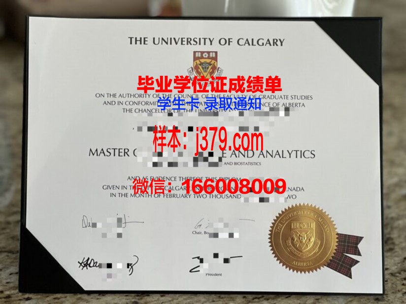 卡尔加里大学学位证书样式展示